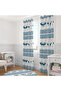 Blue Floral Detailed Deer Patterned Curtain – Aesthetic & Natural Touch 140X260 cm Single Wing - 3