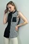 Women's Stripe Detailed Leather Pocket Lycra Vest - 2