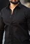 Black Slim Fit Men's Shirt with Hidden Buttons - 2