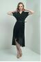 Women's Double Breasted Collar Lined Front Flounce Chiffon Dress - 3