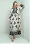 Women's Collar Lace-Up Ethnic Patterned Long Hijab Dress - 2