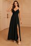 Strappy Double Breasted Neckline Slit Maxi Length Imported Crepe Fabric Dress - 2