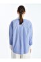 Lcw Vision Blue Striped Long Sleeve Oversize Women's Shirt - 4