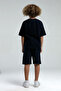 Boy's Crew Neck Pigment Printed Summer Regular Fit Black Bermuda Set Us2119-C-V1 - 4