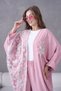 Women's Tulle Flower Embroidered Stone Detailed Kimono and Trouser Top Set - 4