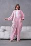 Women's Tulle Flower Embroidered Stone Detailed Kimono and Trouser Top Set