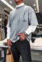 Men's Washed Oversize T-Shirt with Stitching Detail in Gray - 4