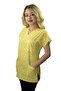 Unisex Women Men Yellow Daisy Patterned Lycra Doctor Nurse Hospital Single Top Uniform