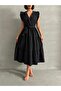 Women's Black Flounce Double Breasted Collar Dress