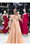 Kailey Strapless Big Bow Detail Satin Long Dress Powder - 2