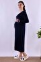 Maternity Nightgown, Cotton Pieces, Comfortable Cut, Long Model Effortt - Navy Blue - 4