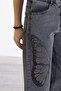 Black Butterfly Print Wide Leg Girls' Jean Trousers 20275 - 3