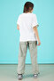 Light Khaki Written Oversize T-Shirt with Parachute Pants Girls' Suit 20295 - 7