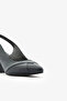 Navy Blue Genuine Leather Open Back Block Heeled Women's Shoes - 4