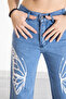 Blue Butterfly Print Wide Leg Girls' Jean Pants 20276 - 3