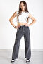 Black Butterfly Print Wide Leg Girls' Jean Trousers 20275