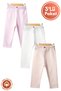 Unisex Baby Button Detailed Leggings Model 100% Organic Cotton Combed Cotton Baby Pants Single Bottom Set of 3 - 2