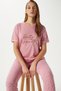 Women's Pretty Woman Viscose Crew Neck Short Sleeve Pink Bottom Top Pajamas Set - 3
