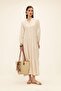 Bat Sleeve Button Detailed Muslin Casual Dress Bej 9330-E - 5
