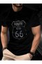 Route 66 Men's Pattern Printed T-Shirt, Short Sleeve Round Neck T-Shirt, Summer Outdoor Men's Clothing