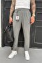 Men's Boyfriend Mold Double Leg Pleated Gray Fabric Trousers Ke-1025