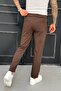 Men's Boyfriend Mold Double Leg Pleated Brown Fabric Trousers Ke-1025 - 5