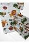Boys' Cotton Gray Color Turtle Crocodile Safari Patterned Short Sleeve Shorts Summer Pajama Suit - 4