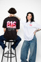 816 Atelier تي شيرت أسود مطبوع كبير الحجم للجنسين