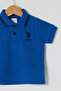 Baby Boy Polo Collar Pigment Printed Summer Regular Fit Blue T-Shirt Usb2511-C-V4 - 2