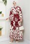 Floral Geometric Pattern Claret Red Viscose Set