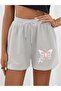 Women's 2-Piece Classic Butterfly Printed Combed Cotton Shorts Gray-Black - 4