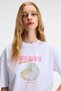 Orelza Women's 100% Cotton Printed Round Neck Oversize Fit White T-Shirt - 3