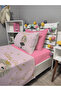 4 Piece Little Pirencess Patterned Pink Elastic Sheet Single Pique Bedspread Set