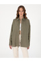 Khaki Oversize Long Sleeve 100% Linen Shirt 50301078-Vr027 - 3