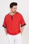 Wide Collar Half Button Ethnic Patterned Shirt - 7
