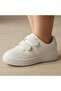 Girl Boy Baby Kids Sneakers Velcro White Plain Sneaker - 8