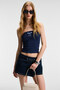 Lunessa women's strapless navy blue blouse with silicone rubber staying steady on the body - 3