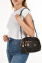 Women's Black Soft Leather Four-Compartment Crossbody Shoulder Bag - 3