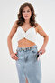 Women's Geometric Buckle Detailed Silver Chain Design Belt 7150 - 6
