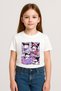 Kuromi Poster Printed Girl with Bicycle Collar Combed Cotton T-Shirt for Children