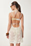 Women's Bone Backless Mini Knitwear Beach Dress Ki̇00118 - 5