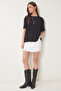 Women's Black Basic Knitted T-Shirt En00642