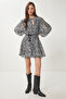 Women's Black and White Patterned Flounces Summer Mini Dress Wf00102 - 2
