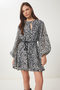 Women's Black and White Patterned Flounces Summer Mini Dress Wf00102 - 3