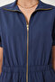 Women's Navy Blue Zippered Midi Poplin Dress Ub00375 - 4