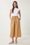 Women's Biscuit White Knitted Top Summer Poplin A-Line Dress Ub00289 - 2