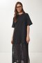 Women's Black Stretchy Knitted Top Lace Skirt Dress Cr00486 - 3