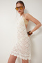Women's Bone Backless Mini Knitwear Beach Dress Ki̇00118 - 3