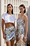 Silver Sequin Glitter Sequin Knitted Mini Stylish Skirt Tprss25Et00008 - 3