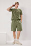 Khaki Oversize/Wide Cut Washed/Aged Look 100% Cotton Shorts & Bermuda Tmnss25Sr00046 - 6